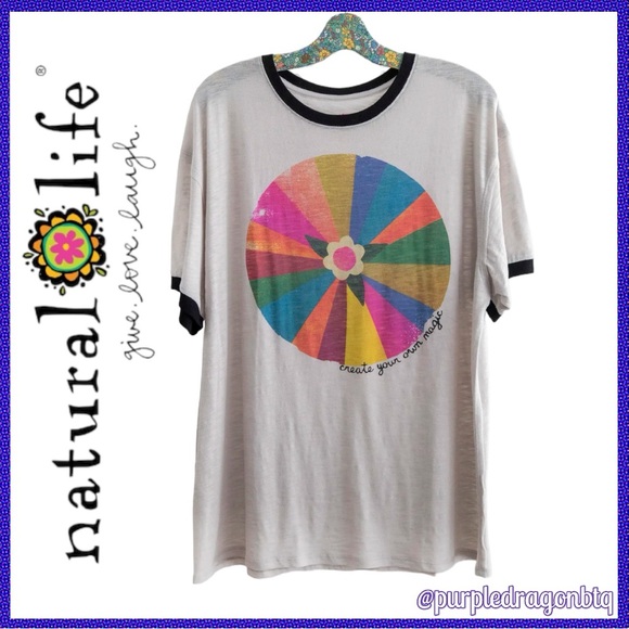 NATURAL LIFE RINGER OVERSIZED TEE SHIRT NWT - Picture 3 of 4